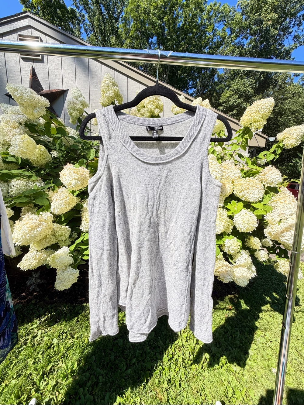 Aqua Light Gray Ribbed Tank Top